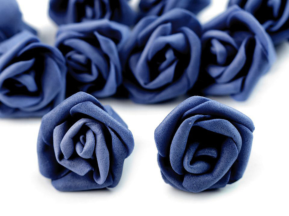 Trandafiri din spumă, ø3 cm - Albastru azur (10 Bucăți)