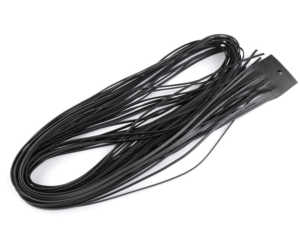 Șnur din piele naturală, lățime 2 mm, lungime 110 cm - Negru (20 Bucăți)