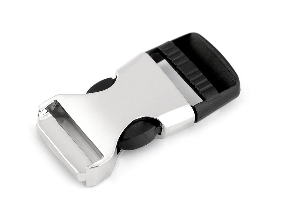 Cataramă trident, plastic și metal, lățime 15 mm - Nichel (10 Perechi)