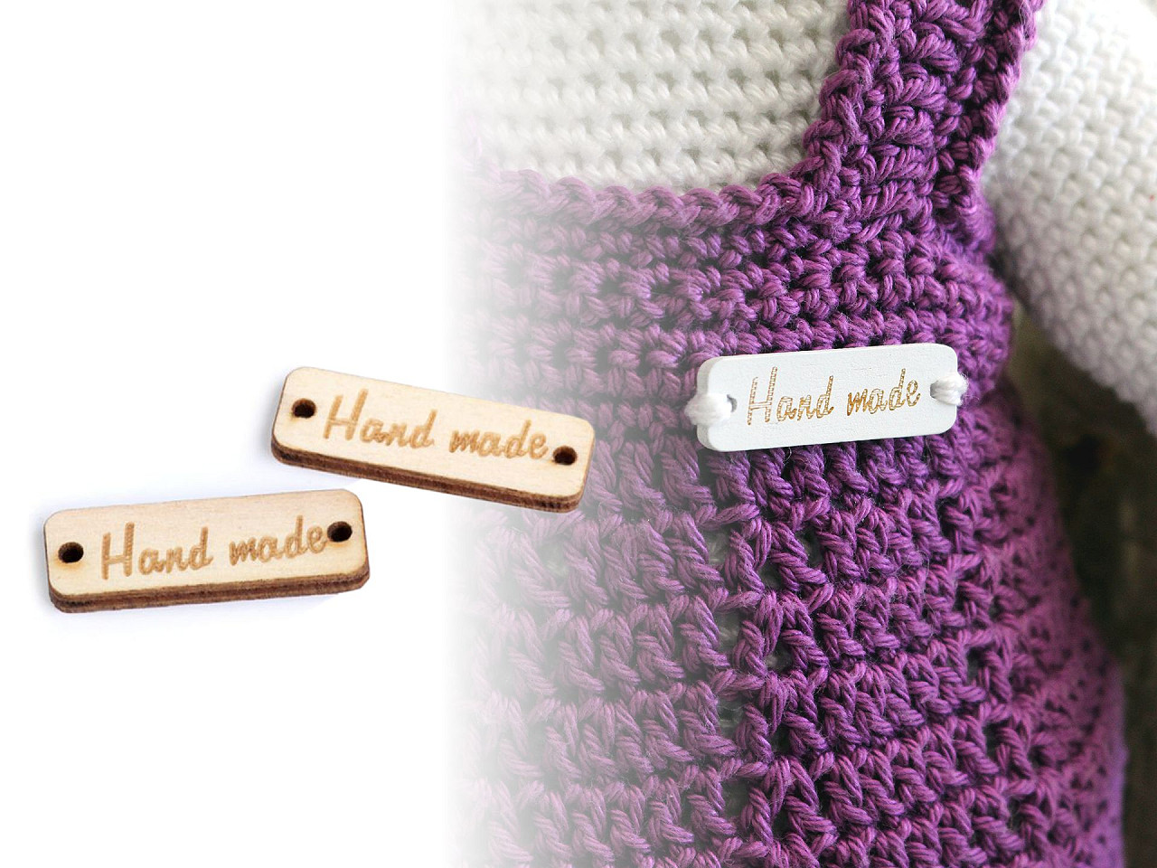 Etichete lemn hand made, 10x30 m - Roz (100 Bucăți)