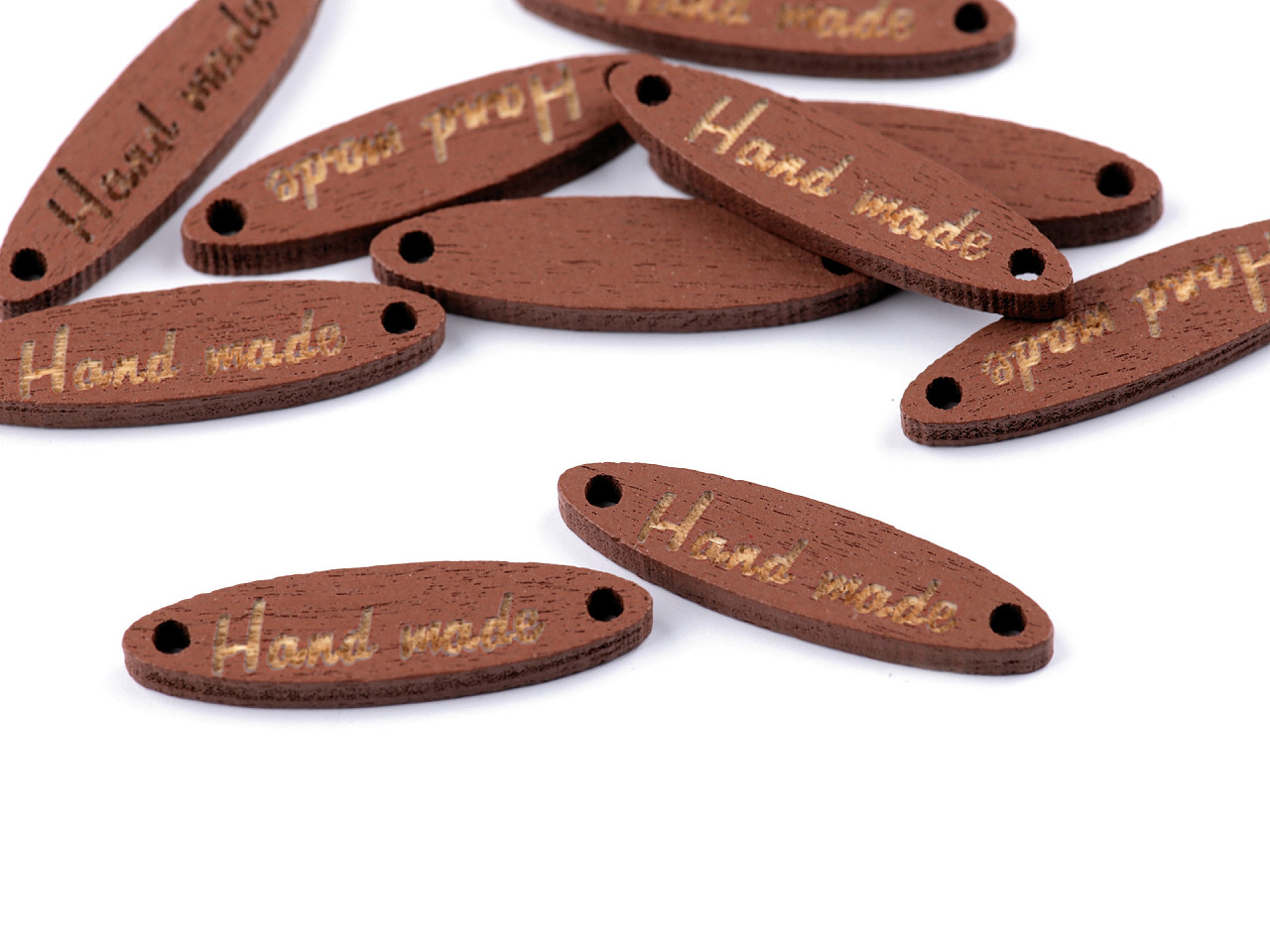 Etichete lemn hand made, 6x27 mm - Portocaliu (100 Bucăți)