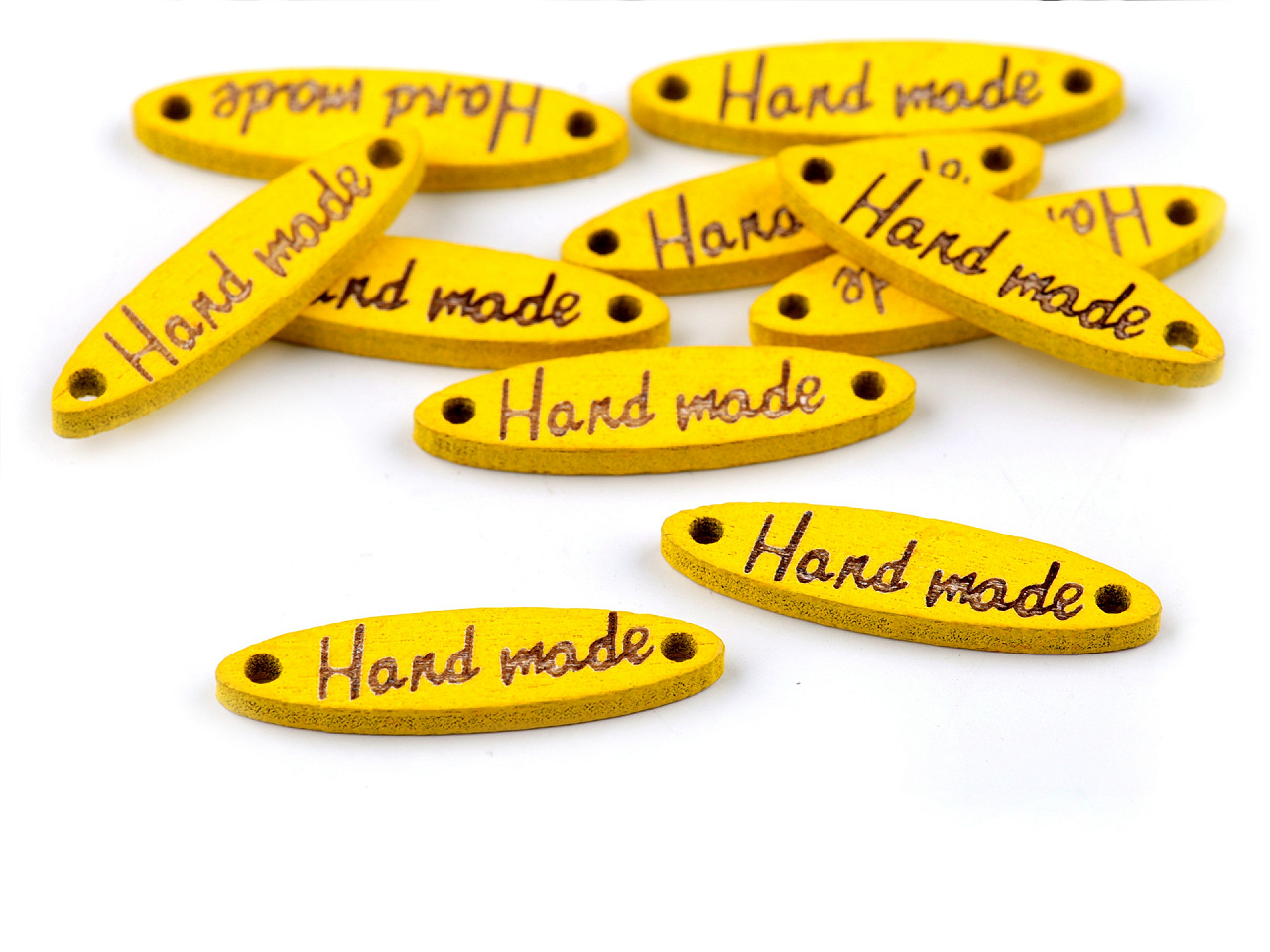 Etichete lemn hand made, 6x27 mm - Portocaliu (100 Bucăți)