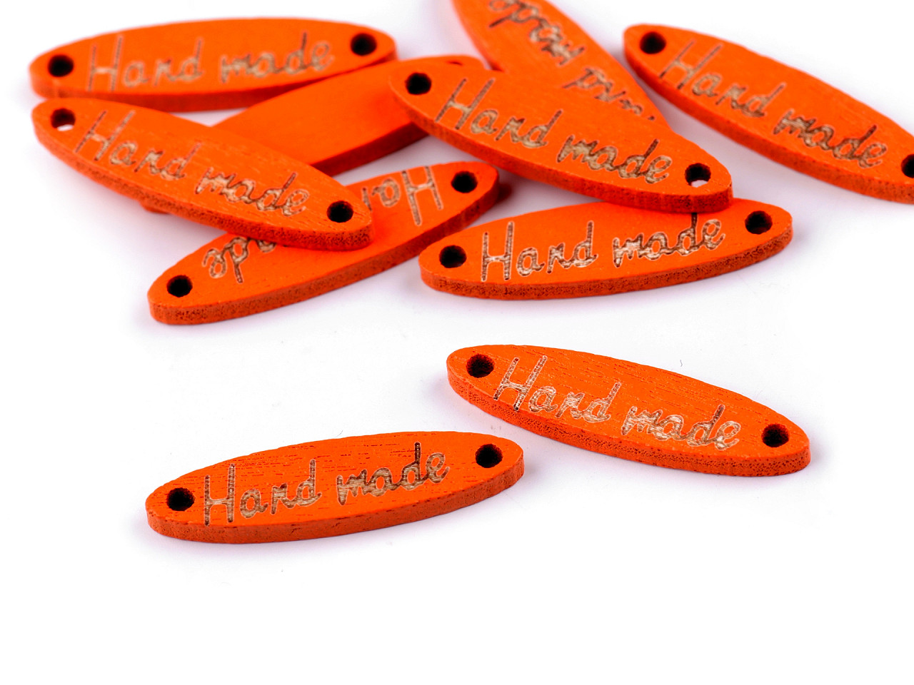 Etichete lemn hand made, 6x27 mm - Portocaliu (100 Bucăți)
