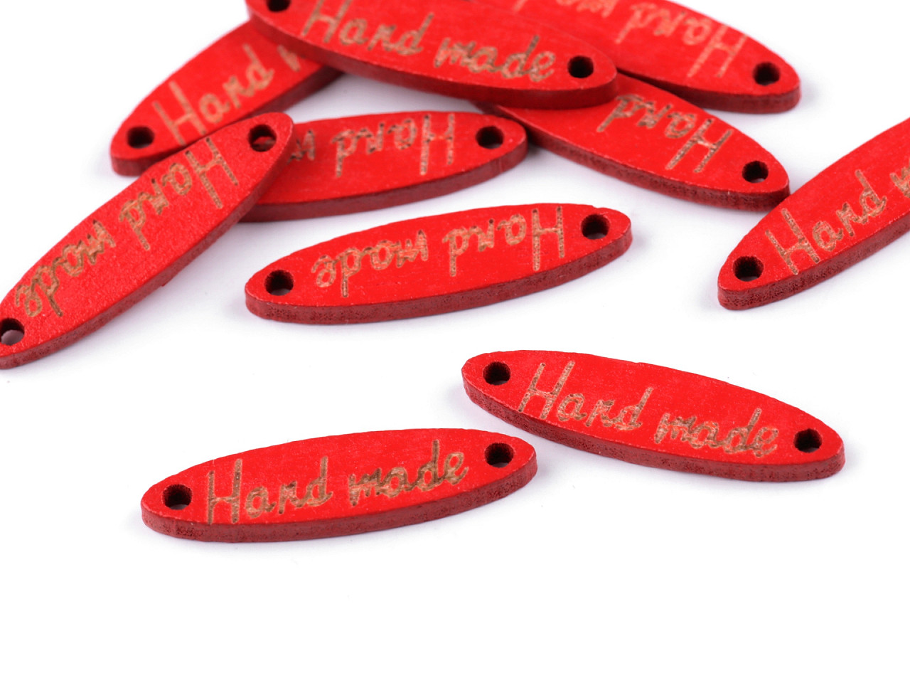 Etichete lemn hand made, 6x27 mm - Portocaliu (100 Bucăți)