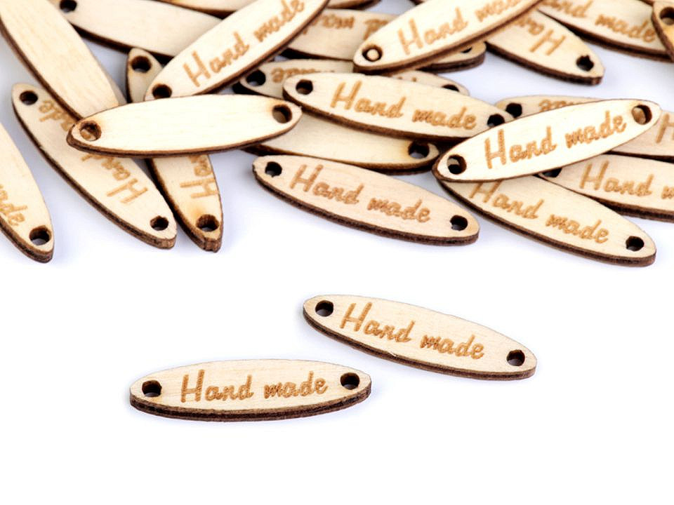 Etichete lemn hand made, 6x27 mm - Portocaliu (100 Bucăți)