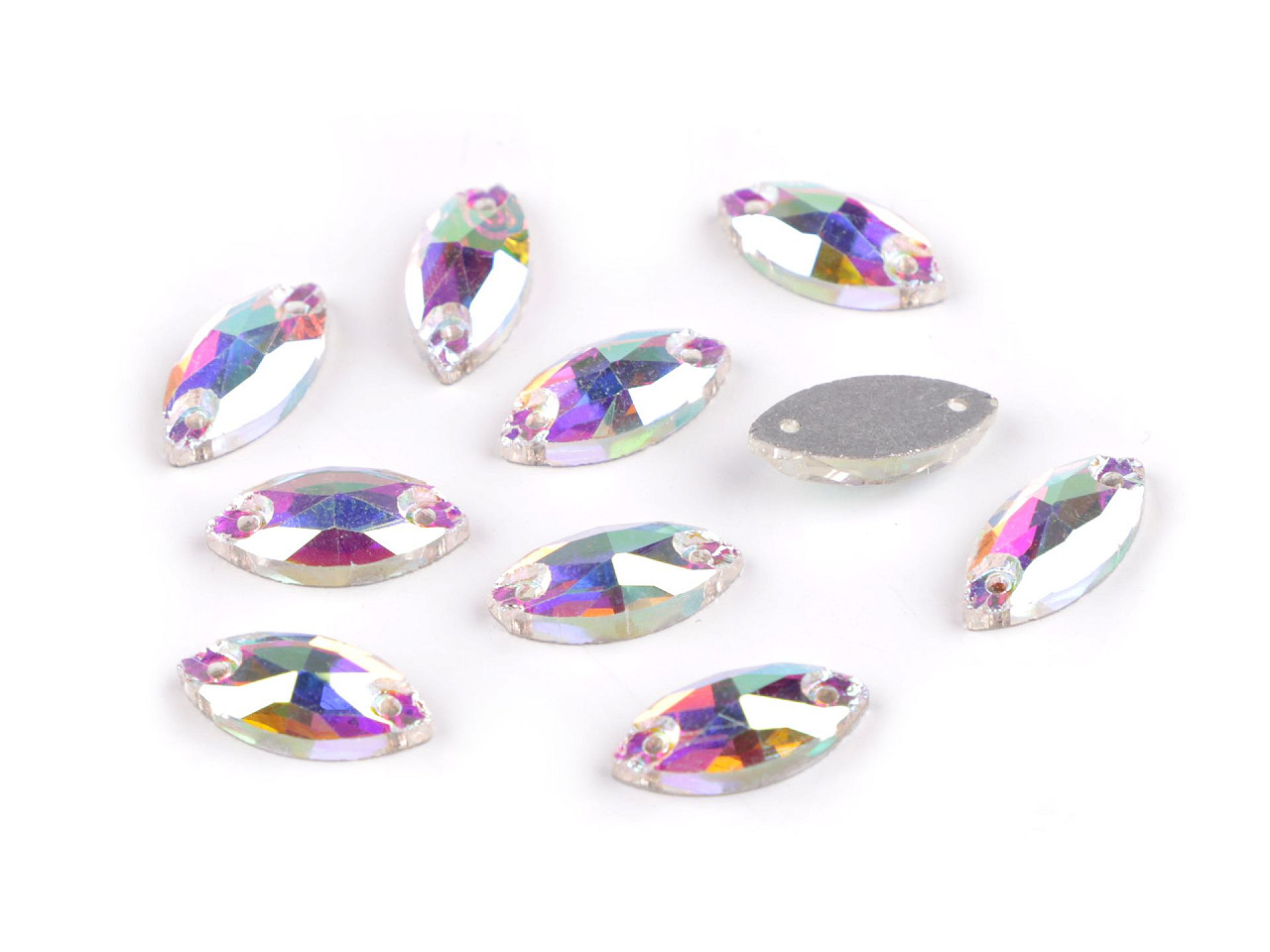 Strasuri de cusut, model eliptic - Cristal (63 Bucăți)