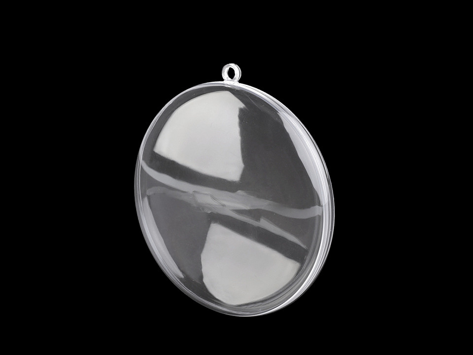 Medalion plastic transparent format din două parți, ø7 cm - Transparent (5 Bucăți)