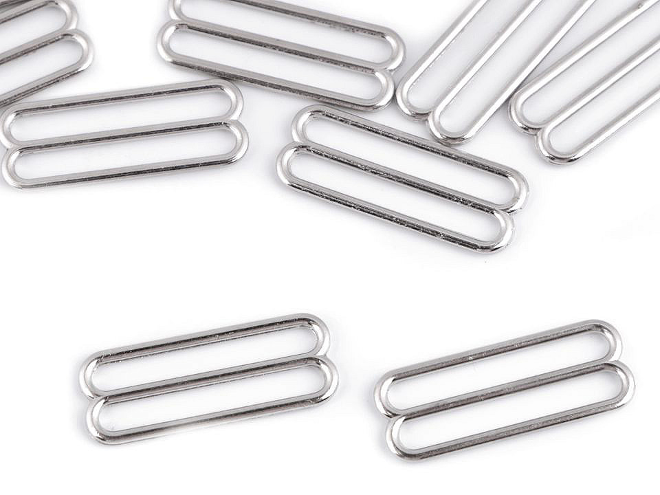 Cârlige și reglori pentru sutien, 25 mm - Nichel (20 Bucăți)