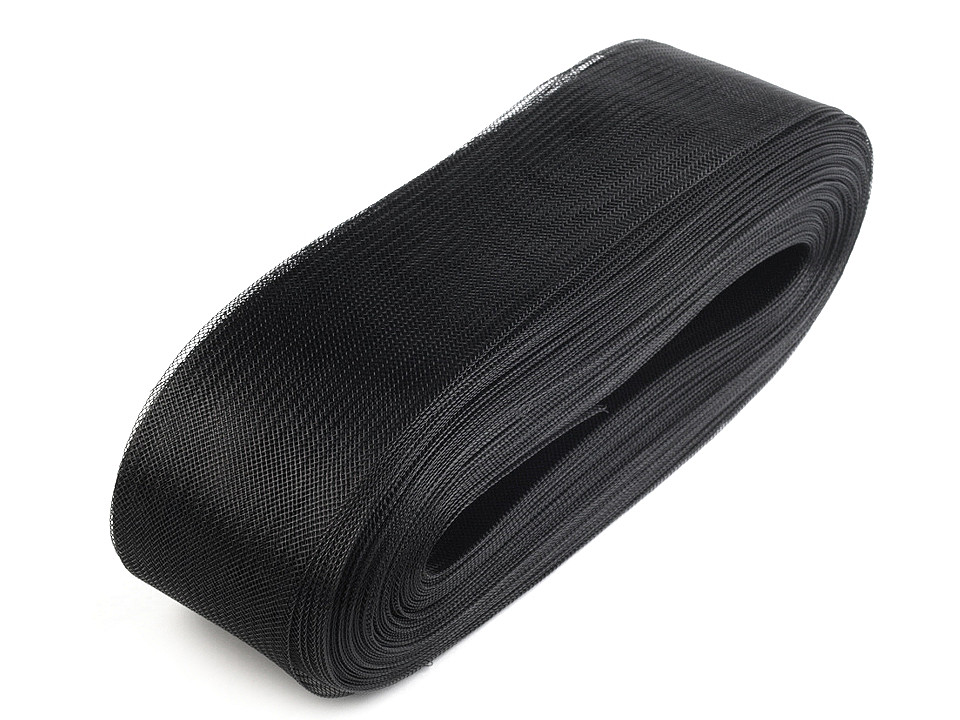 Rijelină rigidă, lățime 8 cm - Negru (1 Metru)
