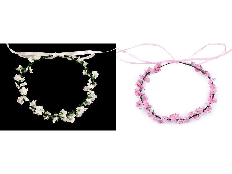 Coroniţă cu flori pentru domnisoară de onoare - Alb (1 Bucată)