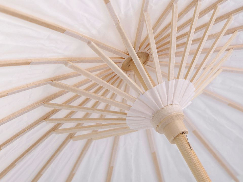 Umbrelă chinezească decorabilă, ø38,5 cm - Alb natural (1 Bucată)