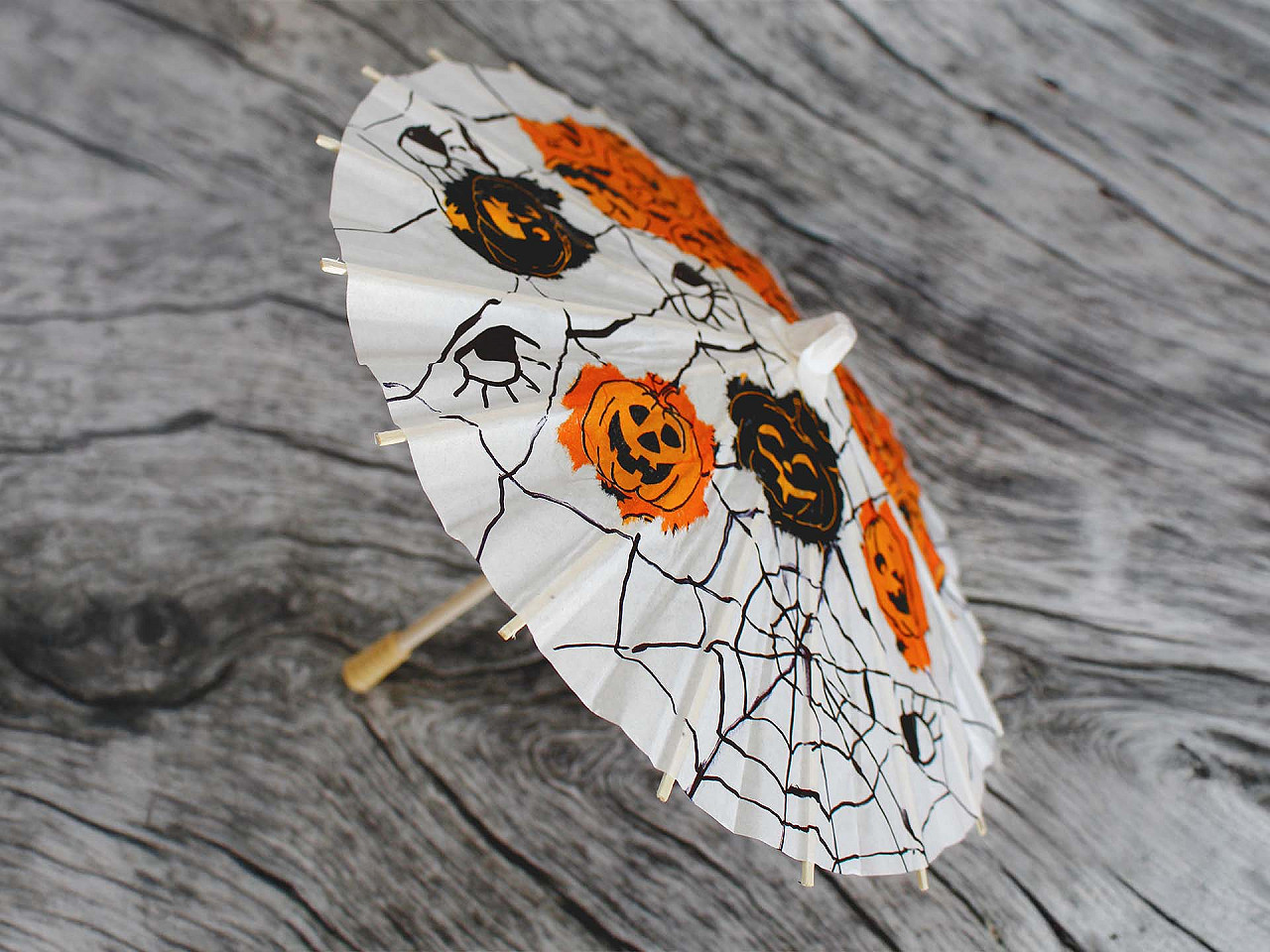 Umbrelă chinezească decorabilă, ø38,5 cm - Alb natural (1 Bucată)