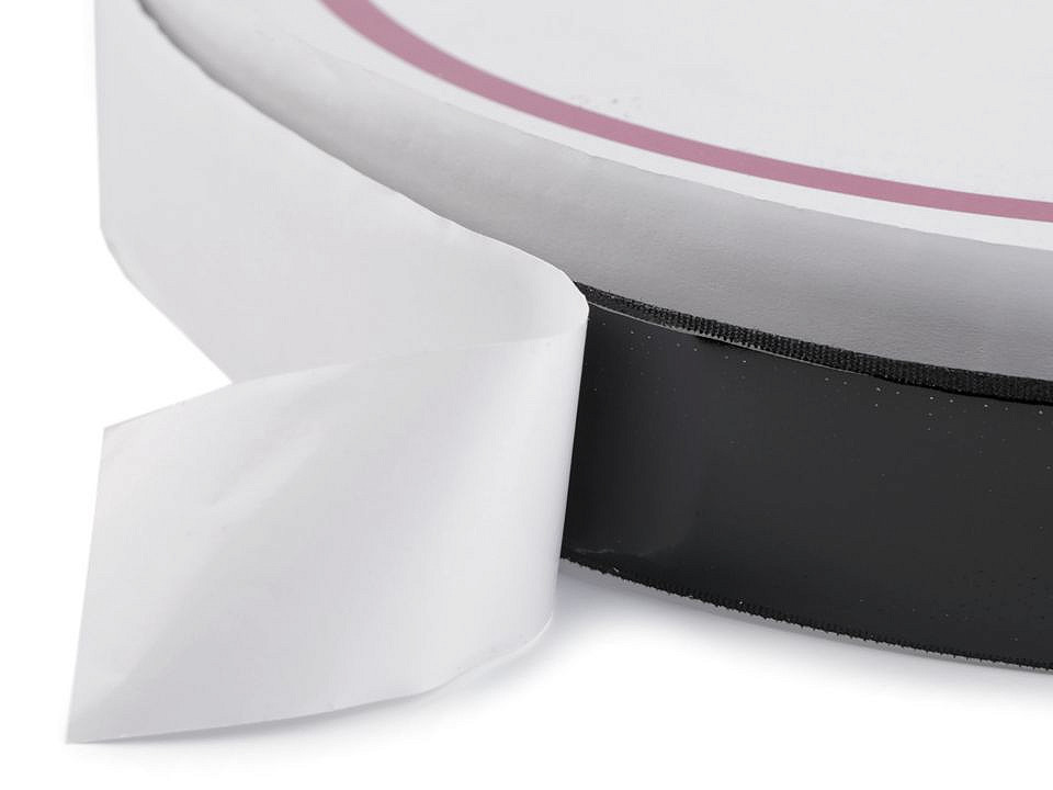 Bandă arici autoadezivă, complet (puf + scai), 30 mm - Negru (1 Metru)