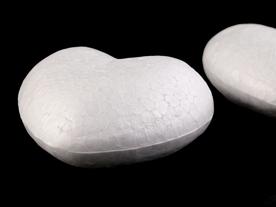 Inimă din polistiren, ø8 cm - Alb (20 Bucăți)