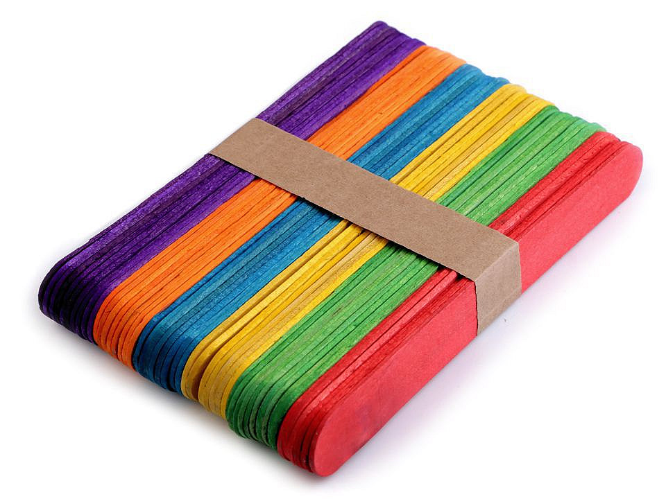 Bețișoare lemn colorate, 1,8x15 cm - Mix (48 Bucăți)