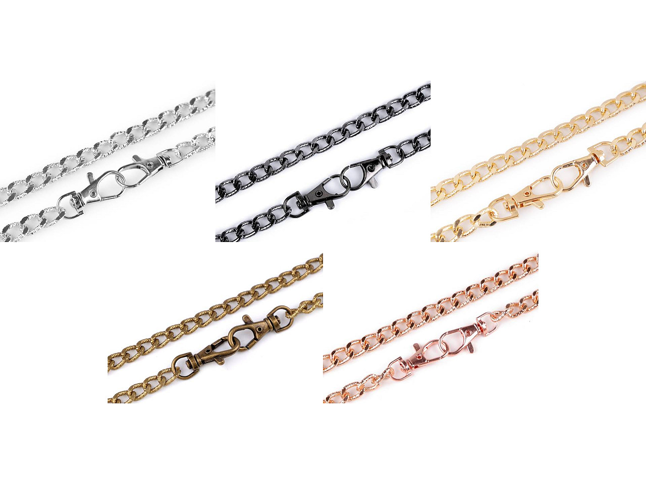 Lanț pentru poșete / genți cu carabină, 120 cm - Auriu rose (1 Bucată)