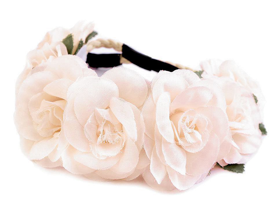 Bentiță de păr elastică cu flori - Alb (20 Bucăți)