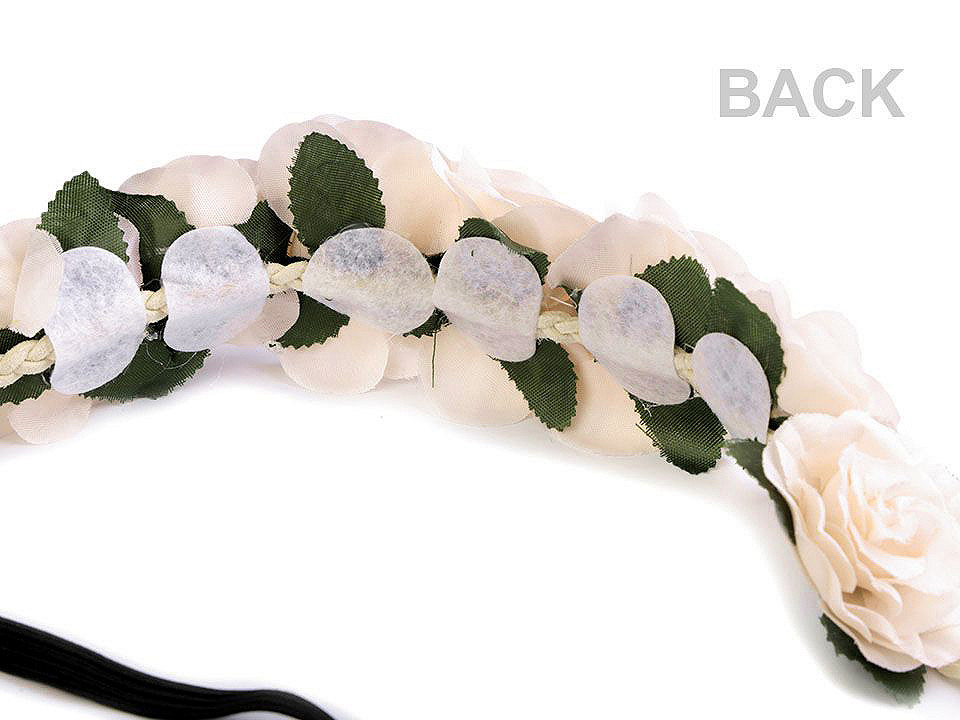 Bentiță de păr elastică cu flori - Alb (20 Bucăți)