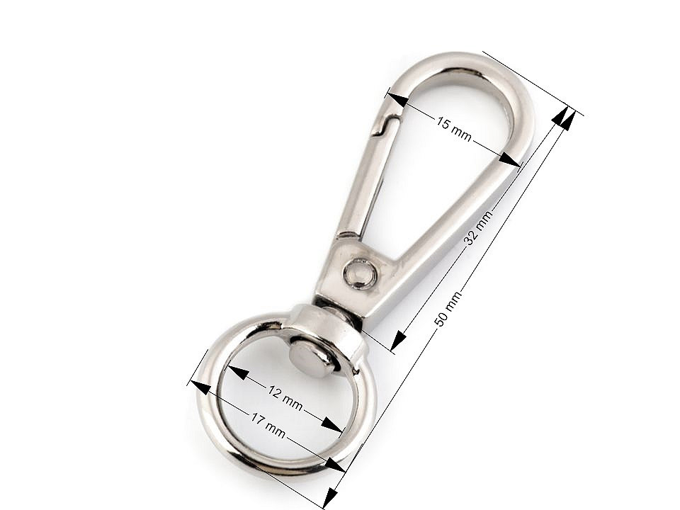 Carabină rotativă, 12 mm - Nichel negru (10 Bucăți)