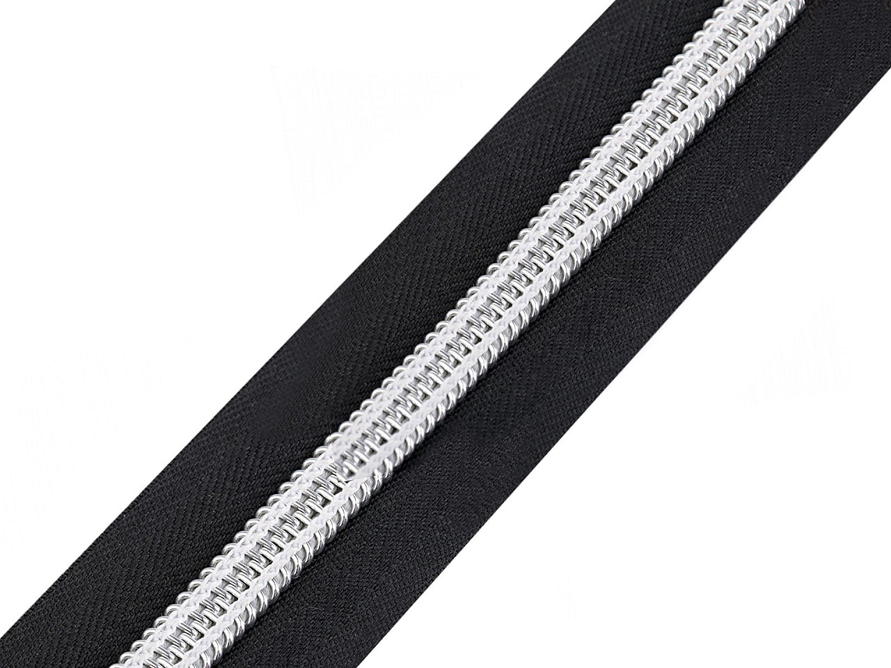 Fermoar spiralat argintiu, metraj no 10 - Negru (1 Metru)