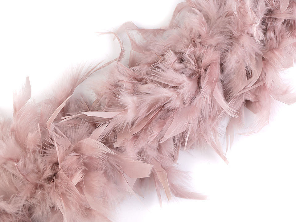 Șirag fulgi boa, pene curcan 90g, lungime 1,8m, diverse culori - Gri foarte deschis (1 Bucată)