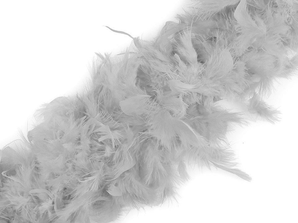 Șirag fulgi boa, pene curcan 90g, lungime 1,8m, diverse culori - Gri foarte deschis (1 Bucată)