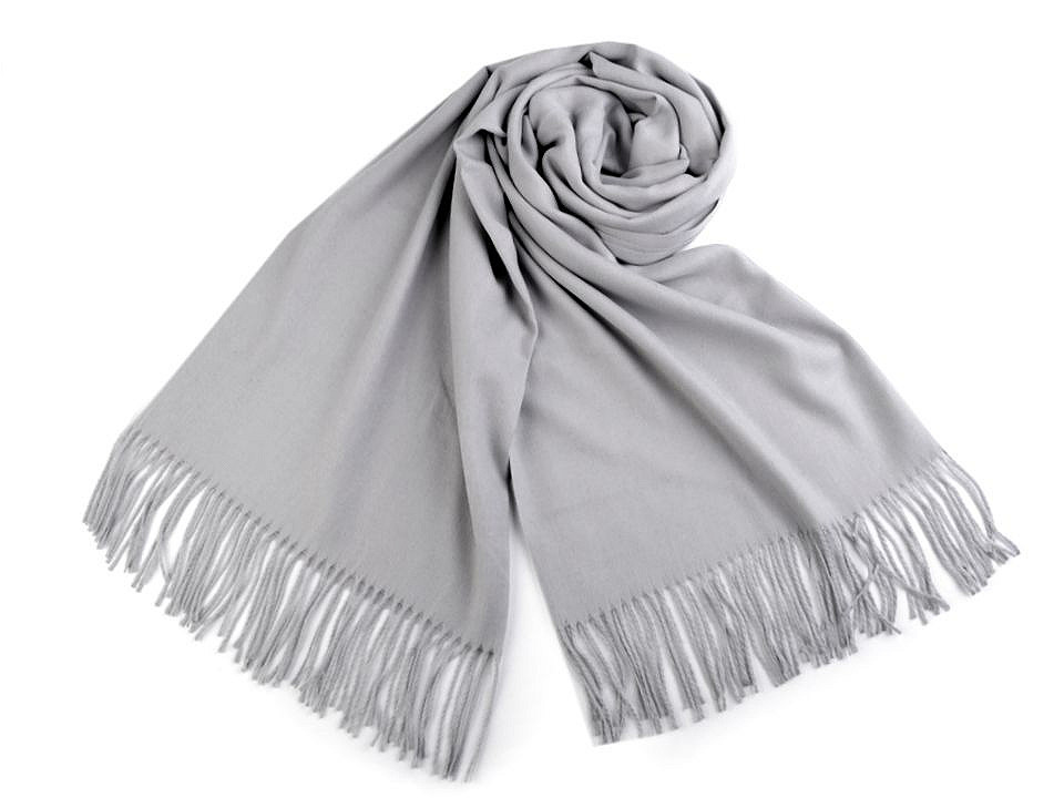 Șal pashmina / eșarfă pashmina cu franjuri - Gri neutral (1 Bucată)