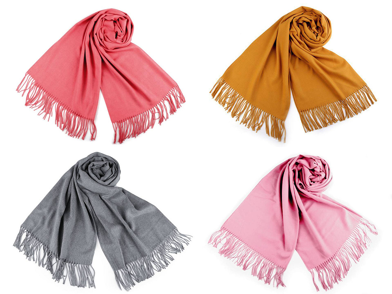 Șal pashmina / eșarfă pashmina cu franjuri - Gri neutral (1 Bucată)