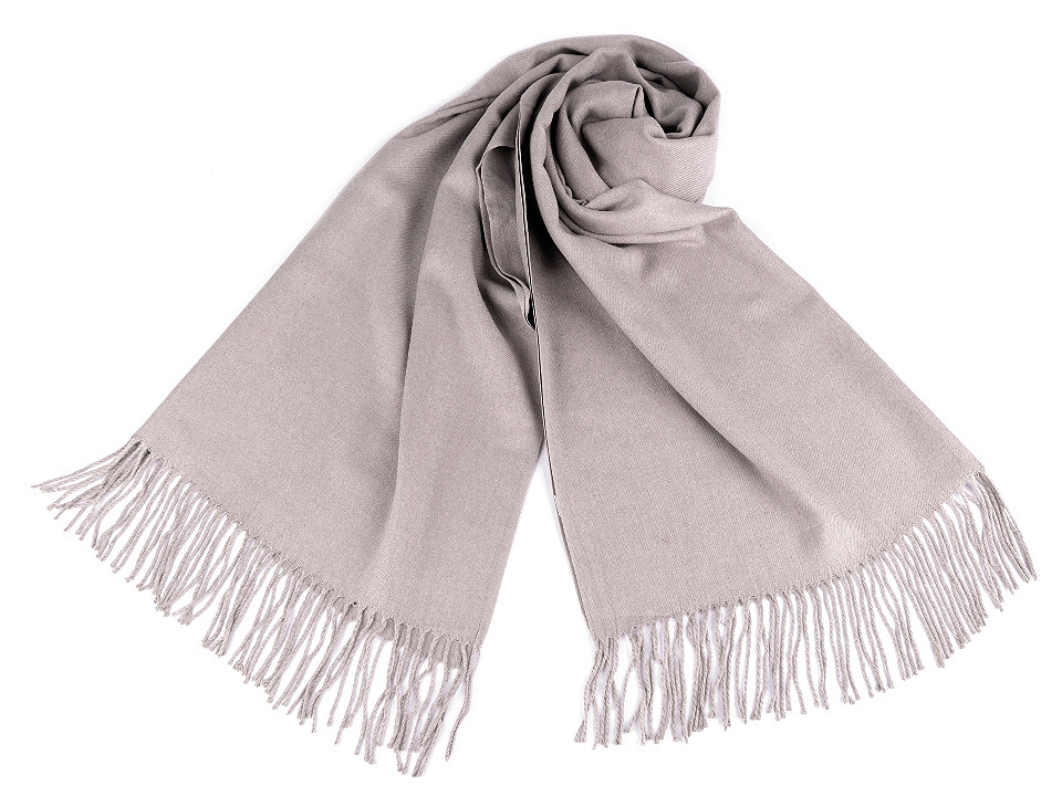 Șal pashmina / eșarfă pashmina cu franjuri - Gri neutral (1 Bucată)