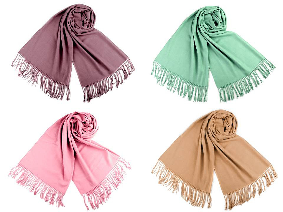 Șal pashmina / eșarfă pashmina cu franjuri - Gri neutral (1 Bucată)