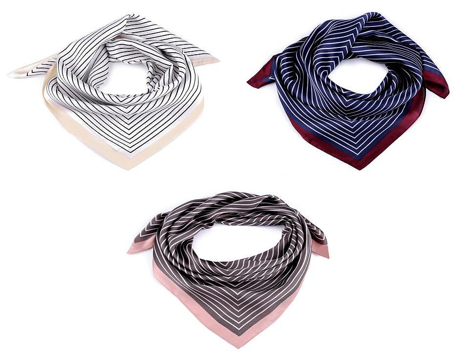 Batic satinat cu dungi,  70x70 cm - Alb (1 Bucată)