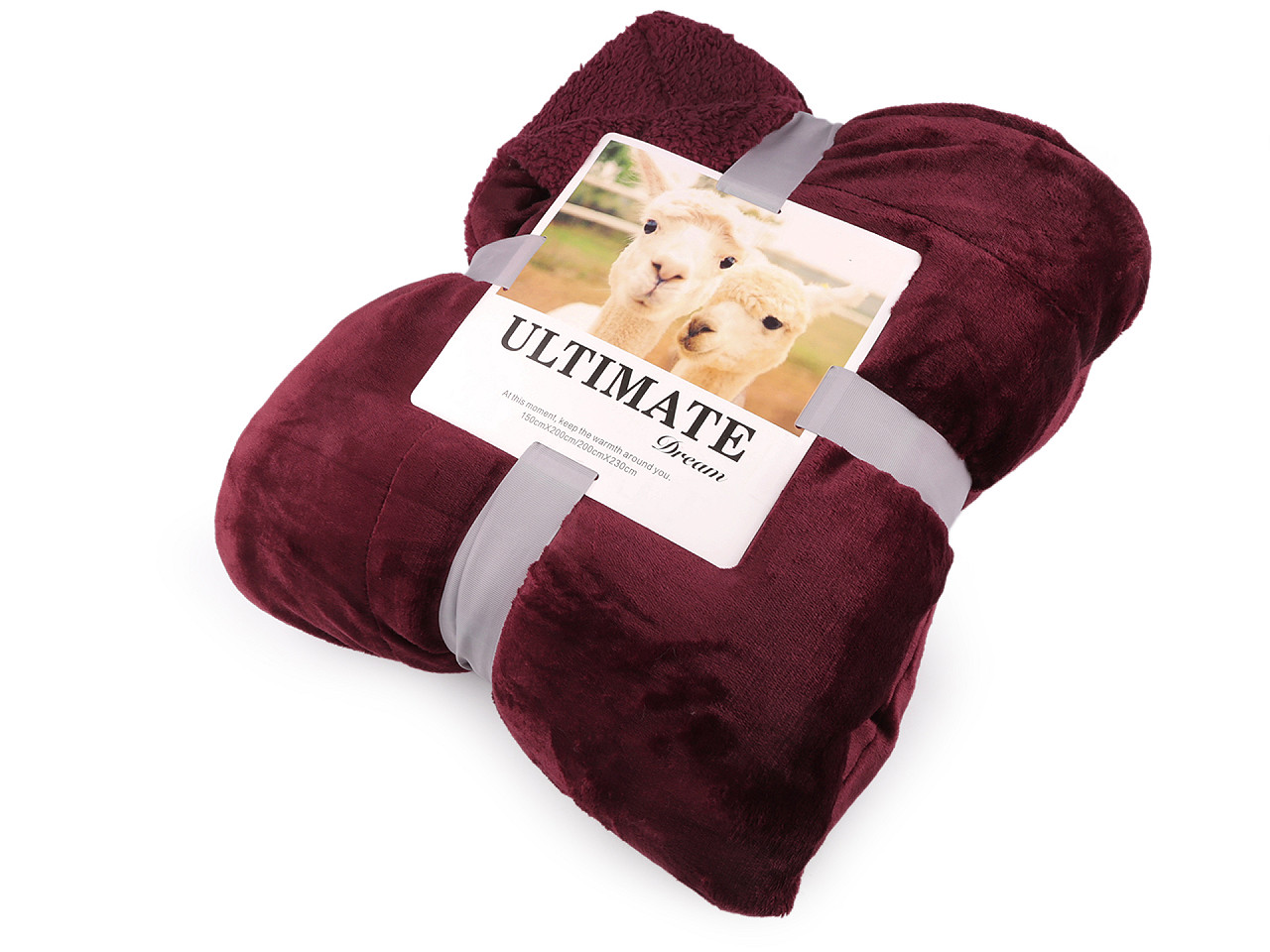 Pătură cu blană sintetică, 150x200 cm - Bordo (1 Bucată)