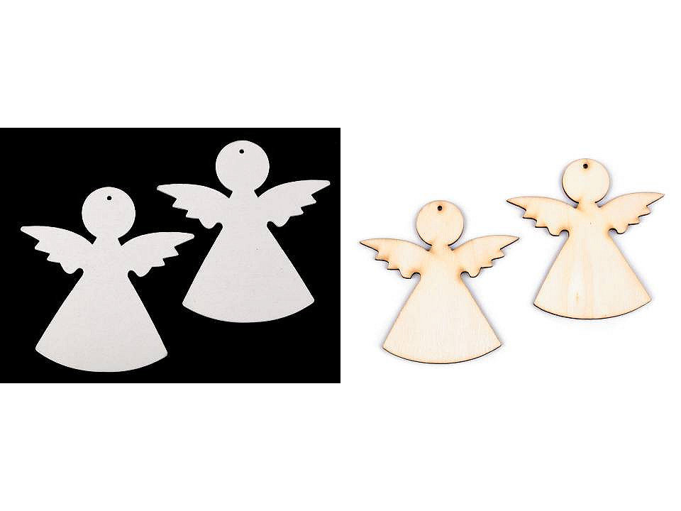 Decorațiune din lemn îngeraș - Alb (2 Bucăți)