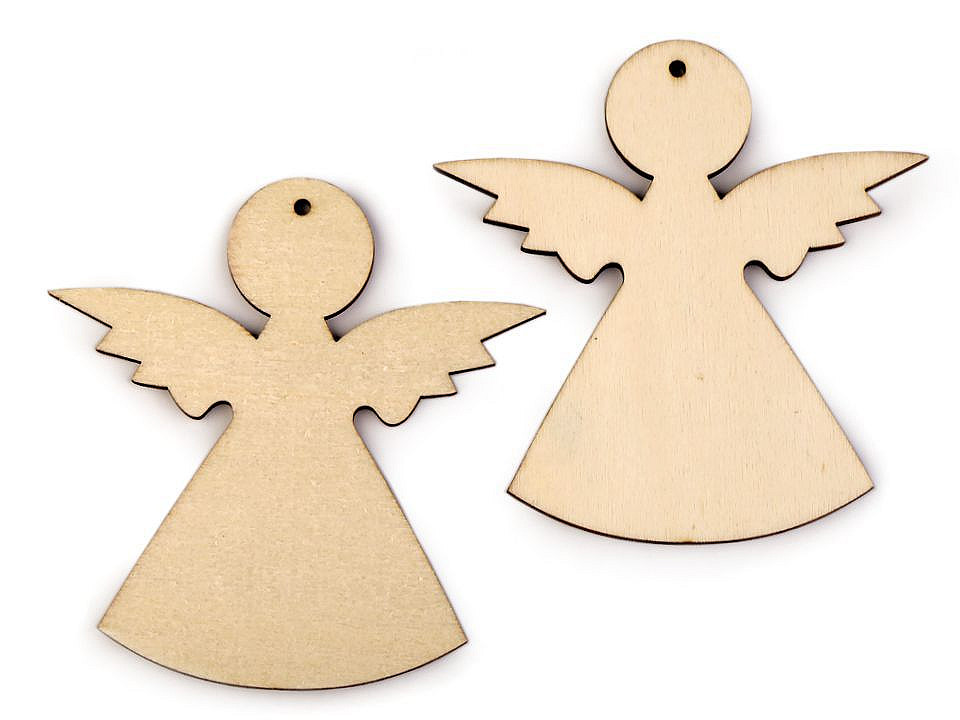 Decorațiune din lemn îngeraș - Alb (2 Bucăți)