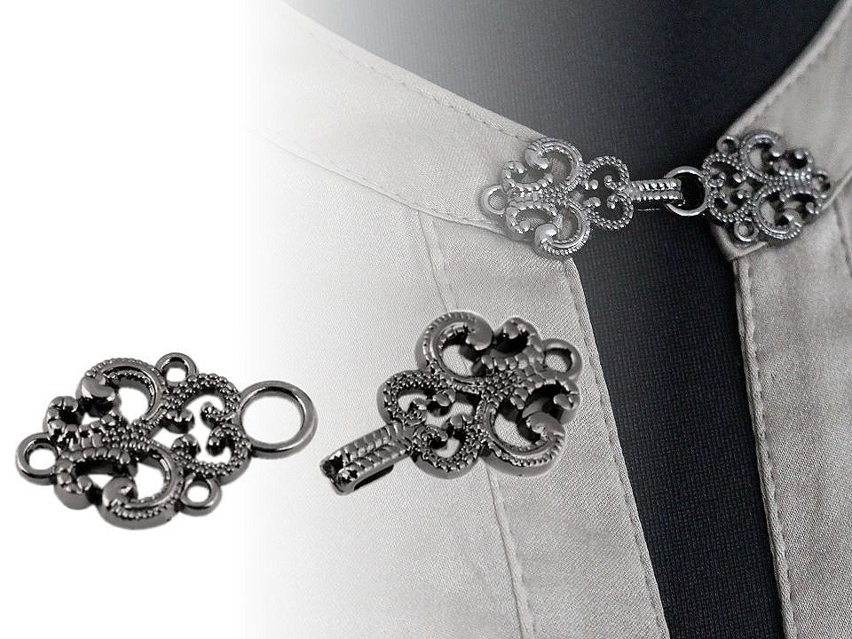 Închizătoare decorativă filigranată - Nichel negru (4 Perechi)