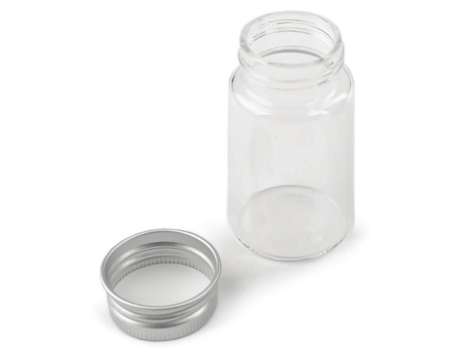 Sticluță cu capac metalic, 37x70 mm - Transparent (99 Fiole)