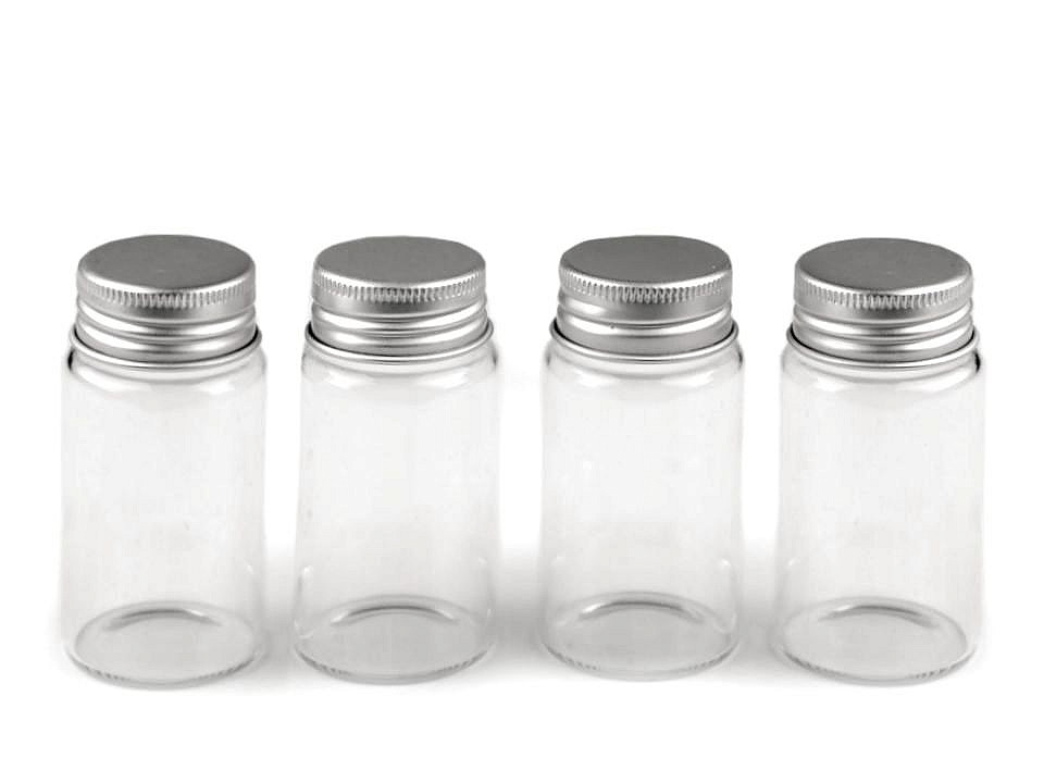 Sticluță cu capac metalic, 37x70 mm - Transparent (99 Fiole)