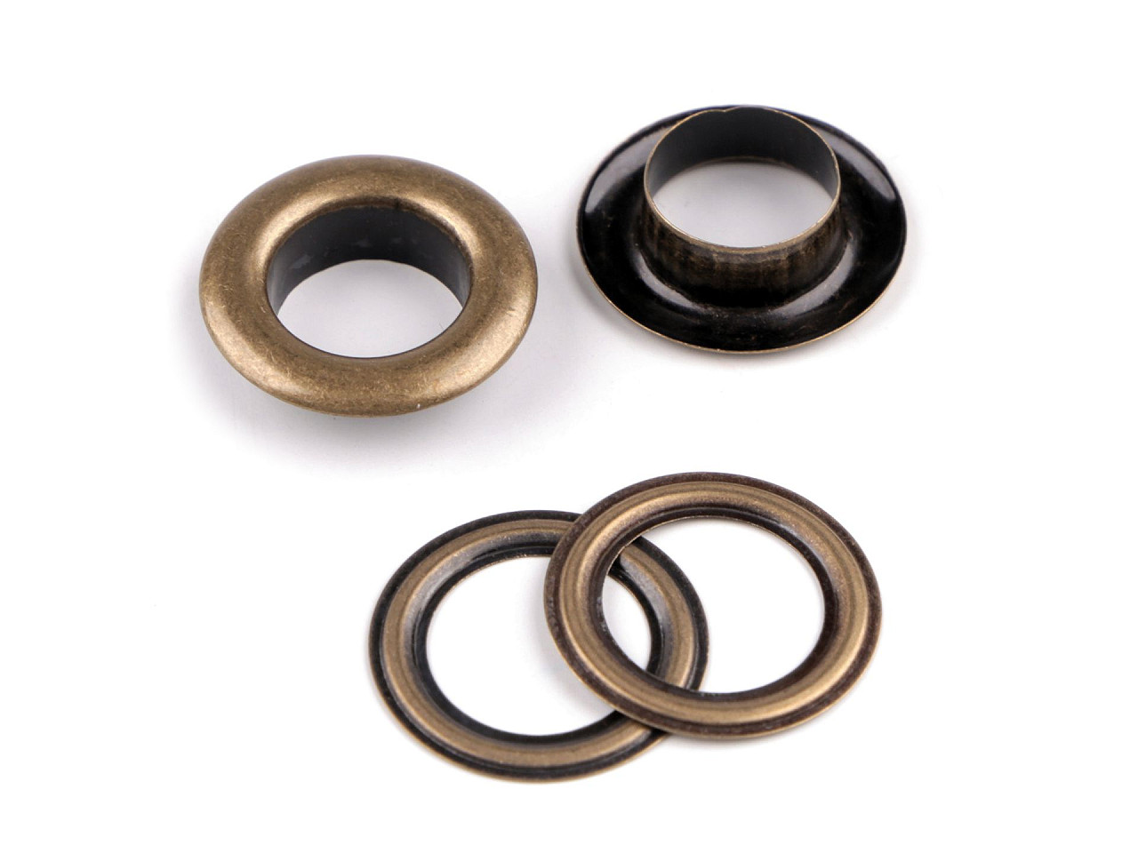 Ocheți metalici, ø12 mm - Alamă antică (50 Perechi)