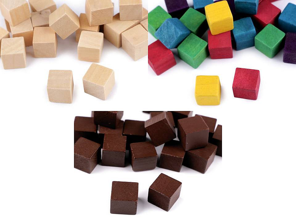 Cuburi lemn, 15x15 mm - Natur (20 Bucăți)