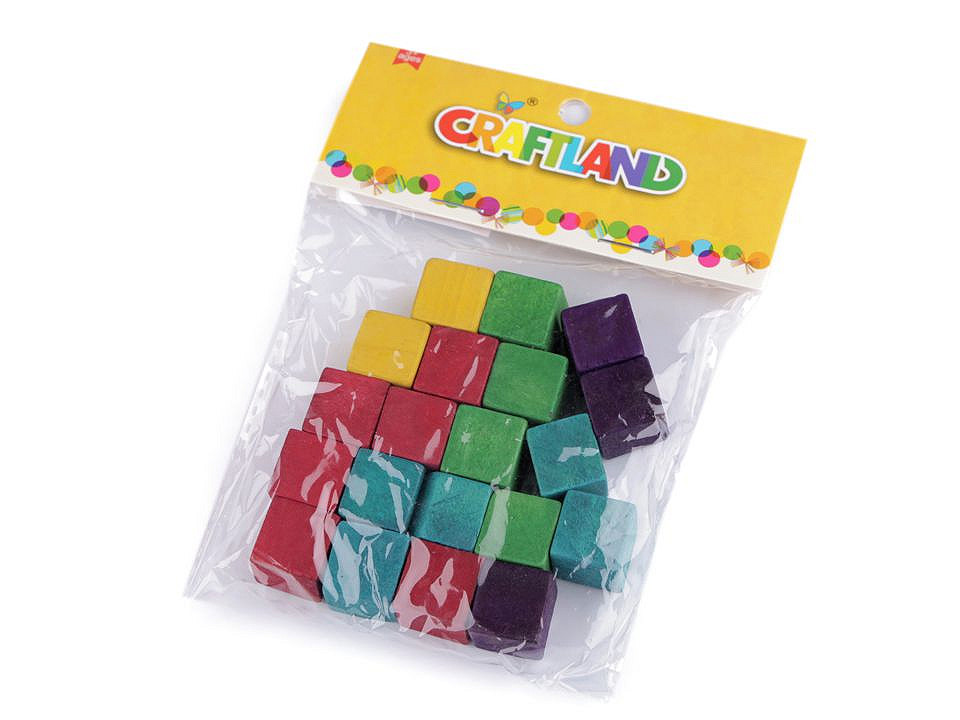 Cuburi lemn, 15x15 mm - Natur (20 Bucăți)