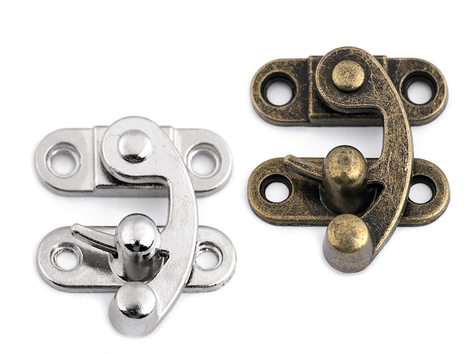 Închizătoare metalică cutie - Alamă antică (1 Set)