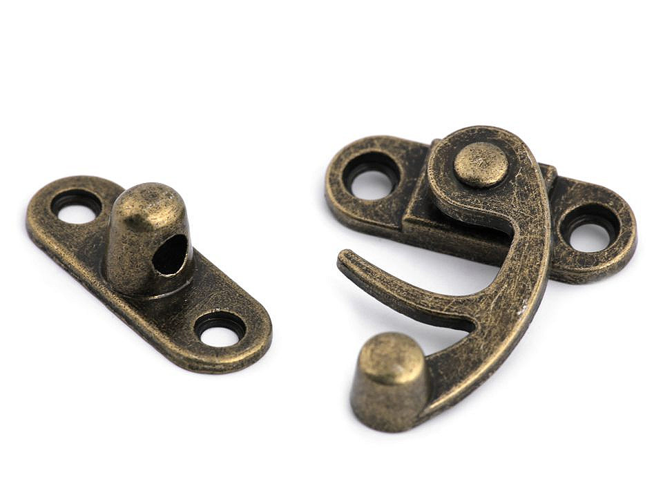 Închizătoare metalică cutie - Alamă antică (1 Set)