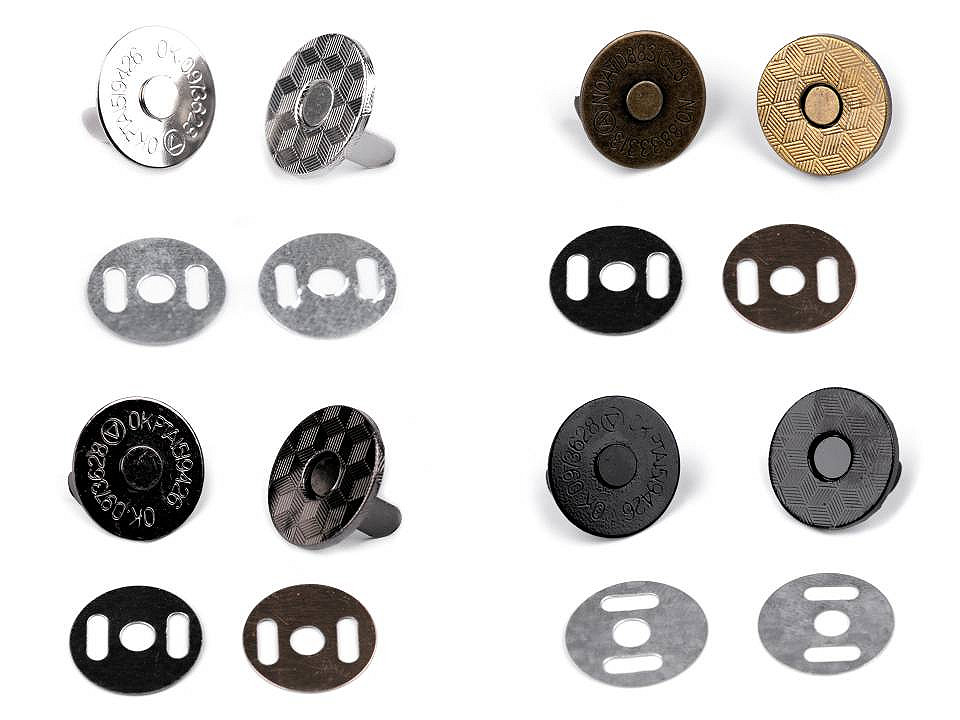 Închizatori / capse magnetice, ø18 mm - Nichel negru (5 Seturi)