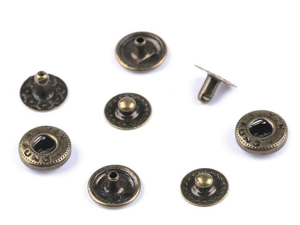 Capse metalice, ø10 mm - Alamă antică (50 Seturi)