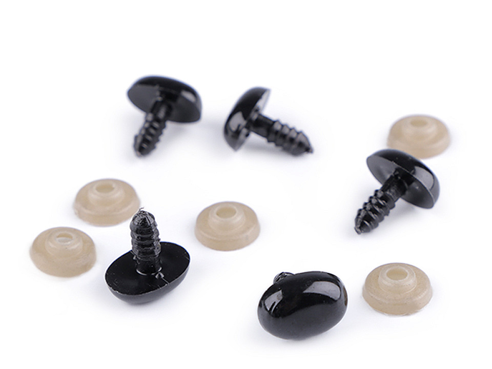 Nas / ochi pentru jucării cu dispozitiv de siguranță, 11x15 mm - Negru (5 Seturi)