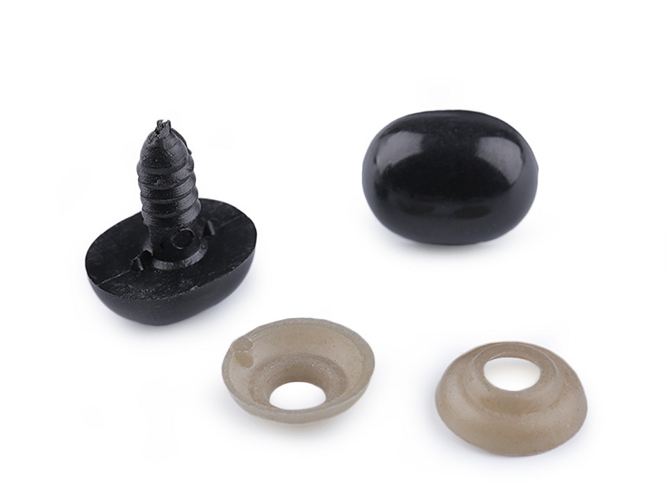 Nas / ochi pentru jucării cu dispozitiv de siguranță, 13x16 mm - Negru (500 Seturi)