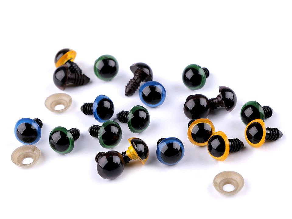 Ochi pentru jucării cu dispozitiv de siguranță, ø14 mm - Verde (40 Seturi)