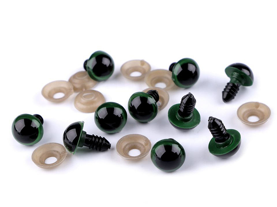 Ochi pentru jucării cu dispozitiv de siguranță, ø14 mm - Verde (40 Seturi)