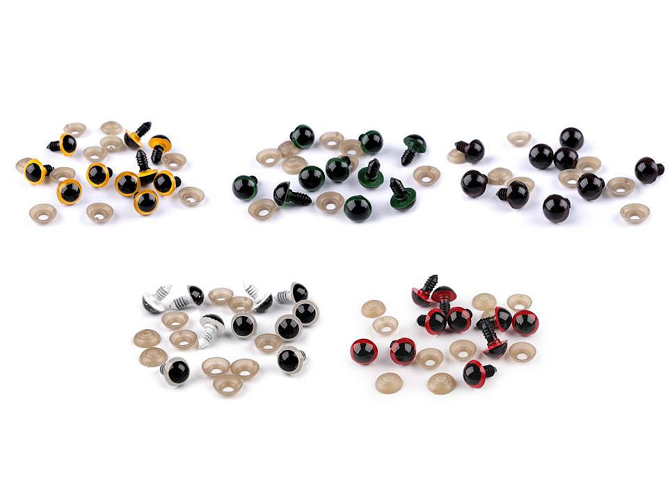 Ochi pentru jucării cu dispozitiv de siguranță, ø14 mm - Verde (40 Seturi)