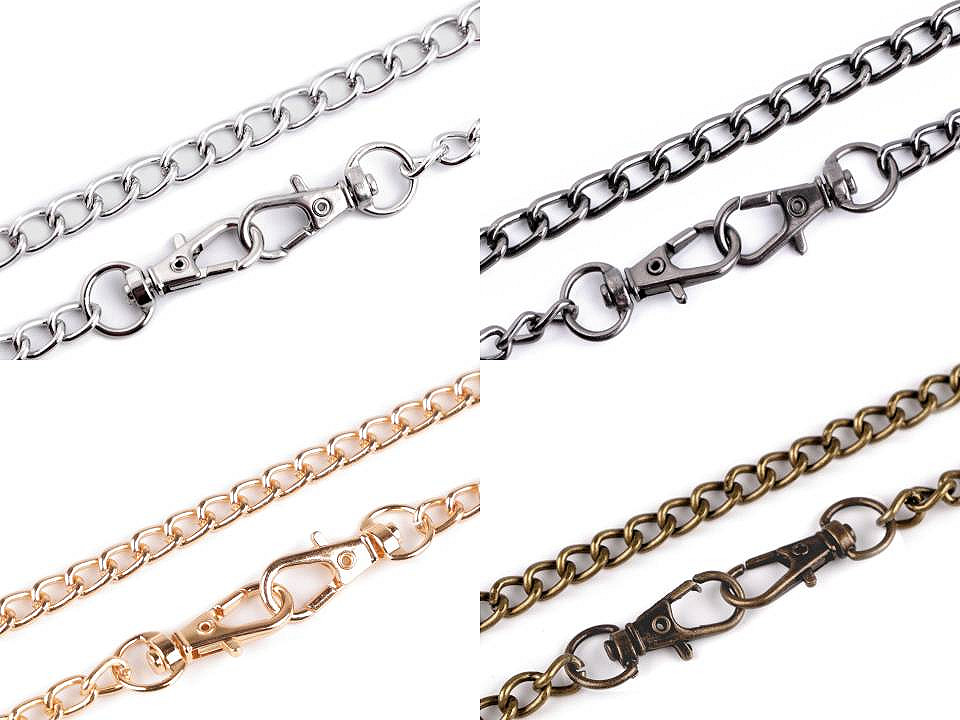 Lanț cu carabină pentru poșete, 120 cm - Nichel (1 Bucată)